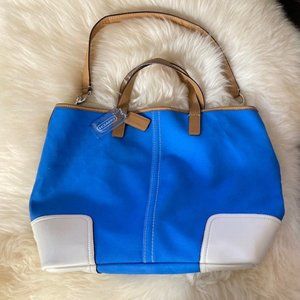 Coach White and blue Canvas Bag